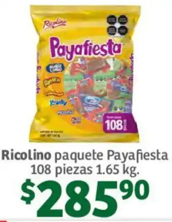 Soriana Híper Ricolino paquete Payafiesta 108 piezas 1.65 kg oferta