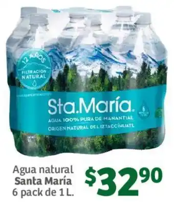Soriana Híper Agua natural Santa María 6 pack de 1 L oferta