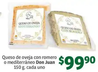 Soriana Híper Don Juan Queso de oveja con romero o mediterráneo 150g oferta