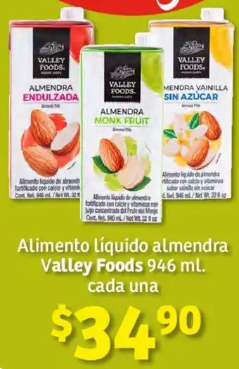 Soriana Híper Valley Foods Alimento líquido almendra 946ml oferta