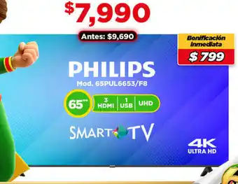 Bodega Aurrerá PHILIPS HDMI USB UHD 65" oferta