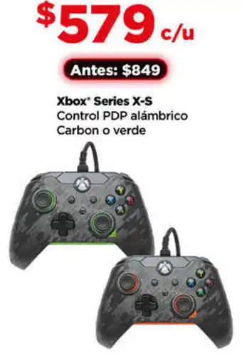 Bodega Aurrerá Xbox Series X-S Control PDP alámbrico Carbon o verde oferta