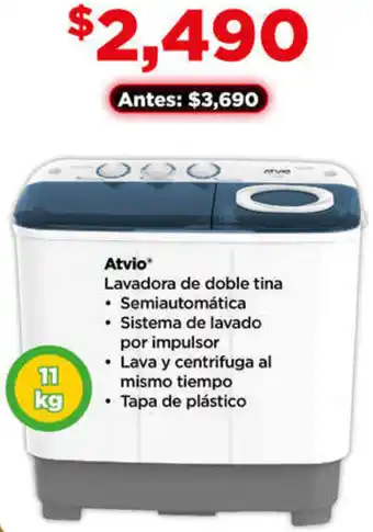 Bodega Aurrerá Atvio Lavadora de doble tina 11kg oferta