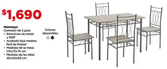 Bodega Aurrerá Mainstays Comedor de 5 pzas oferta