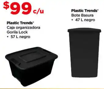 Bodega Aurrerá Plastic Trends Caja organizadora Gorila Lock 57L, Plastic Trends Bote Basura 47L oferta