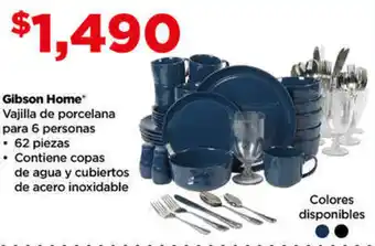 Gibson Home Vajilla de porcelana para 6 personas 62 piezas