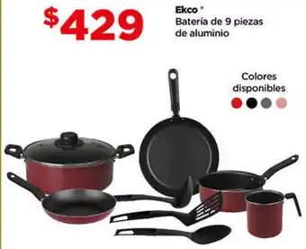 Bodega Aurrerá Ekco Batería de 9 piezas de aluminio oferta