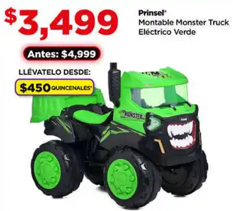 Prinsel Montable Monster Truck Electrico Verde oferta en Bodega Aurrera