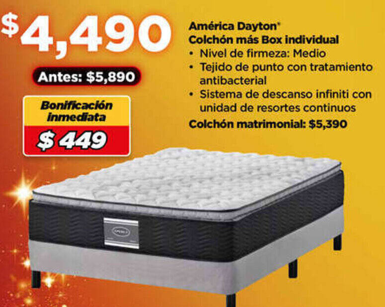 Bodega Aurrerá América Dayton Colchón más Box individual oferta