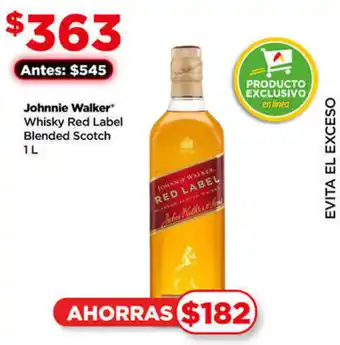Bodega Aurrerá Johnnie Walker Whisky Red Label Blended Scotch 1L oferta