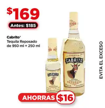 Bodega Aurrerá Cabrito Tequila Reposado de 950 ml + 250 ml oferta