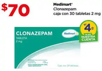 Bodega Aurrerá Medimart Clonazepam caja con 30 tabletas 2 mg oferta