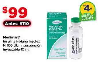 Bodega Aurrerá Medimart Insulina isófana Insulex N 100 UI/ml suspensión inyectable 10 ml oferta