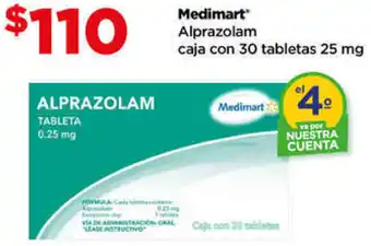 Bodega Aurrerá Medimart Alprazolam caja con 30 tabletas 25 mg oferta