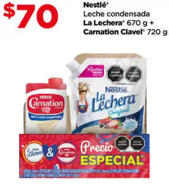 Bodega Aurrerá Nestlé Leche condensada La Lechera* 670 g + Carnation Clavel 720 g oferta