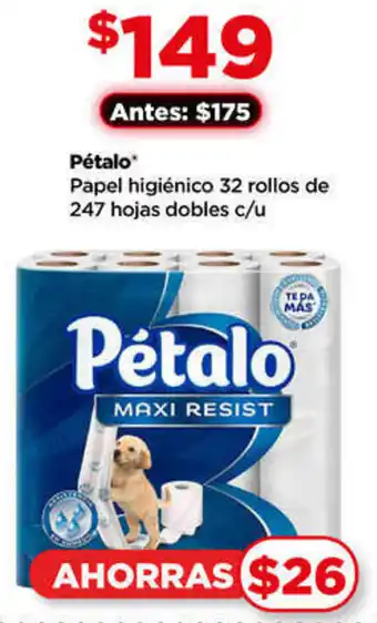 Bodega Aurrerá Papel higiénico 32 rollos de 247 hojas dobles c/u oferta