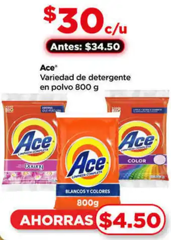 Bodega Aurrerá Ace Variedad de detergente en polvo 800 g oferta