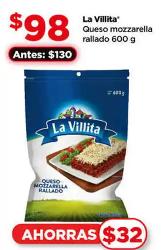 Bodega Aurrerá La Villita Queso mozzarella rallado 600 g oferta