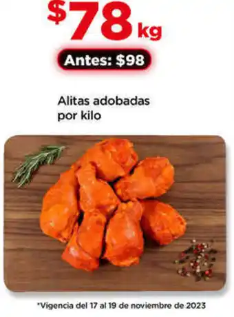 Bodega Aurrerá Alitas adobadas por kilo oferta