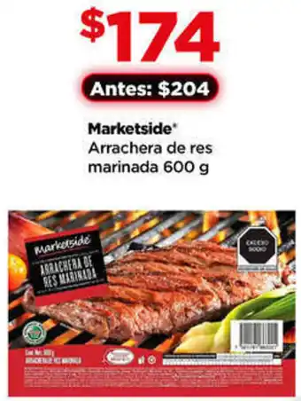 Bodega Aurrerá Marketside Arrachera de res marinada 600 g oferta