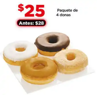 Bodega Aurrerá Paquete de 4 donas oferta