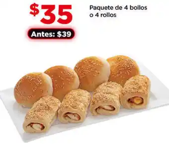Bodega Aurrerá Paquete de 4 bollos o 4 rollos oferta