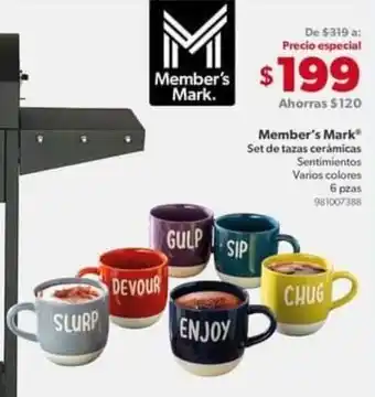 Sam's Club Member's Mark Set de tazas cerámicas oferta