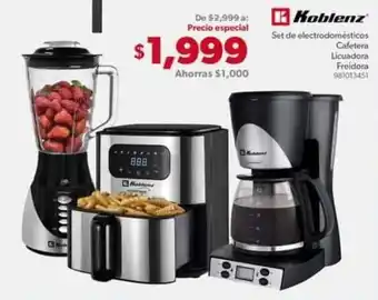 Sam's Club Koblenz Set de electrodomésticos Cafetera Licuadora Freidora oferta