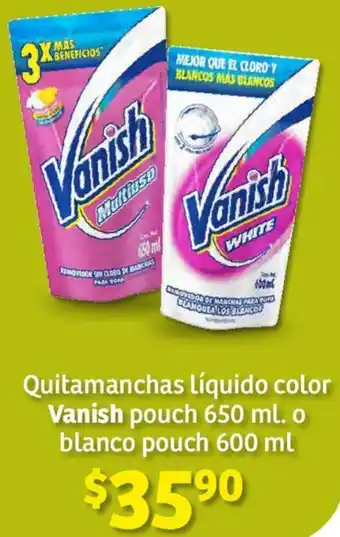 Soriana Híper Quitamanchas líquido color Vanish pouch 650 ml. o blanco pouch 600 ml oferta