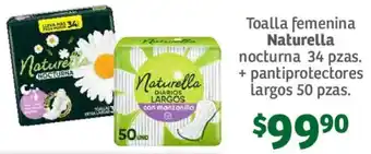 Soriana Híper Toalla femenina Naturella nocturna 34 pzas. + pantiprotectores largos 50 pzas oferta