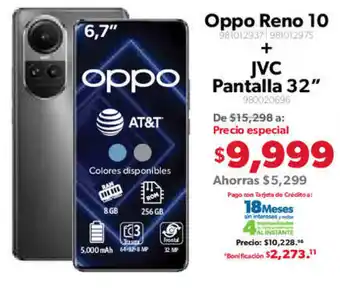 Sam's Club Oppo Reno 10 + JVC Pantalla 32" oferta