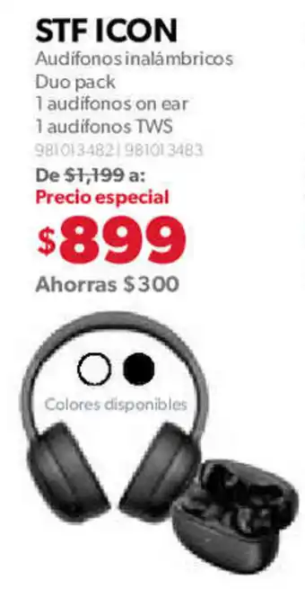 STF ICON Audífonos inalámbricos Duo pack 1 audifonos on ear 1 audifonos TWS