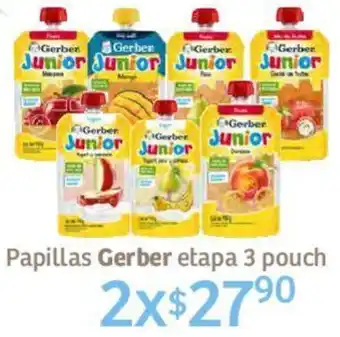 Soriana Híper Gerber Papillas etapa 3 pouch oferta