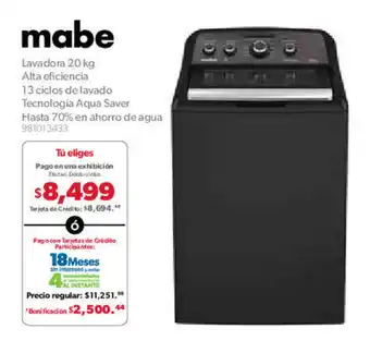 Sam's Club mabe Lavadora 20 kg oferta