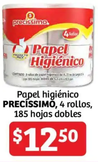 Soriana Híper PRECÍSSIMO Papel higiénico 4 rollos 185 hojas dobles oferta