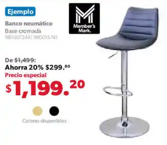 Sam's Club Member's Mark Banco neumático Base cromada oferta