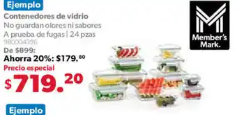 Sam's Club Member's Mark Contenedores de vidrio 24 pzas oferta