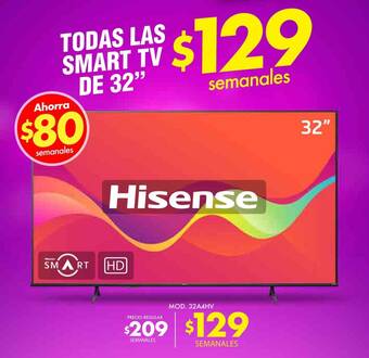 RAC TODAS LAS HISENSE SMART TV DE 32" SEMANALES oferta