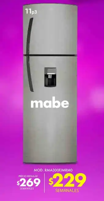 MABE 110 PIES MOD. RMA300FJMRMO SEMANALES