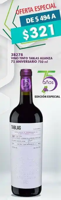 VINO TINTO TABLAS ALIANZA 75 ANIVERSARIO 750 ml