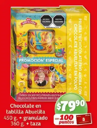 Chocolate en tablilla Abuelita 450 g. + granulado 360 g. + taza
