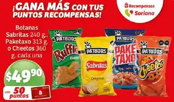 Soriana Híper Botanas Sabritas 240 g., Paketaxo 313 g. o Cheetos 360 g. cada una oferta