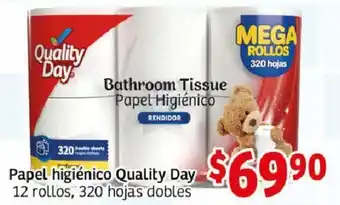 Soriana Híper Papel higiénico Quality Day 12 rollos, 320 hojas dobles oferta