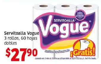 Soriana Híper Servitoalla Vogue 3 rollos, 60 hojas dobles oferta