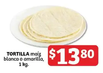 Soriana Híper TORTILLA maíz blanca o amarilla, 1 kg. oferta