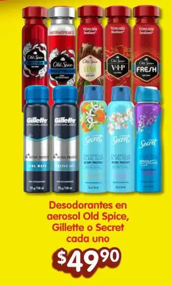 Soriana Híper Desodorantes en aerosol Old Spice, Gillette o Secret cada uno oferta