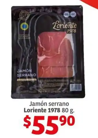 Soriana Híper Jamón serrano Loriente 1978 80 g. oferta