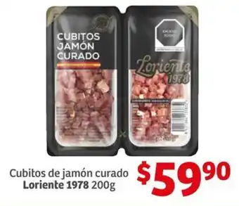 Soriana Híper Cubitos de jamón curado Loriente 1978 200g oferta