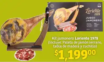 Soriana Híper Kit jamonero Loriente 1978 (Incluye: Paleta de jamón serrano, tabla de madera y cuchillo) oferta