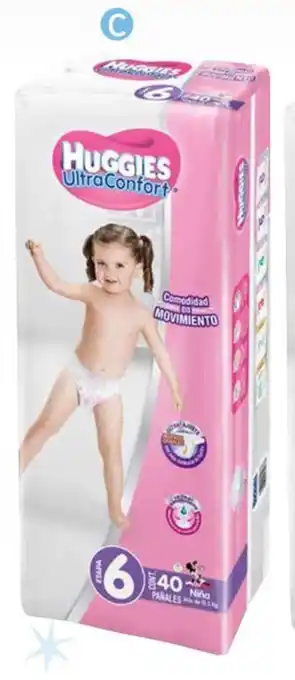 Pañal Huggies ultraconfort niña etapa 6 de 40 piezas x 2
